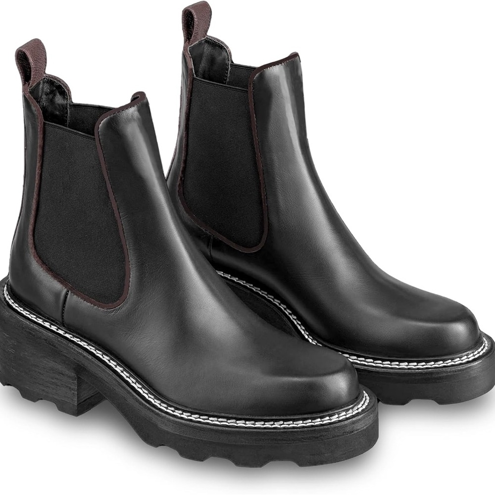 NEW - Women's Chelsea‎ Platform Ankle Boots Chunky Heel Slip - Picture 4 of 8